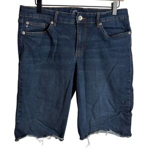 Chaps‎ Womens Mid Rise Raw Hem Denim Bermuda Shorts 12 Blue Casual Americana